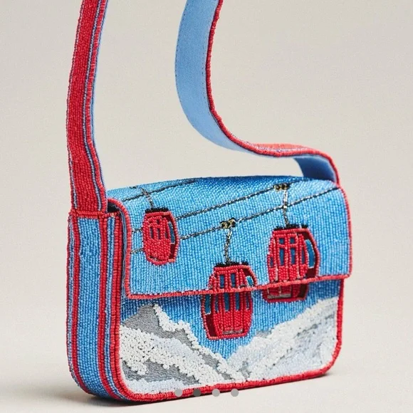 Anthropologie Fiona Beaded Bag Winter Edition— Ski Lift - Picture 1 of 7